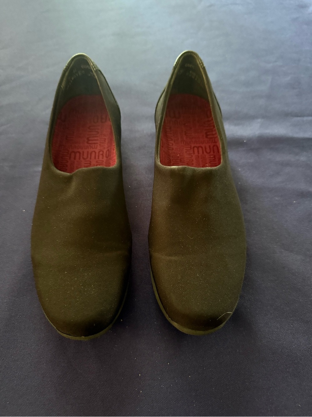 Munro Black Slip-On Flats with Red Insole